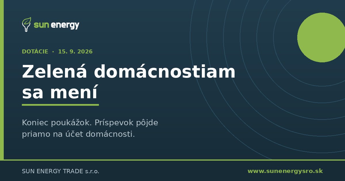 Zelená domácnostiam sa mení – koniec poukážok, príspevok pôjde priamo na účet domácnosti